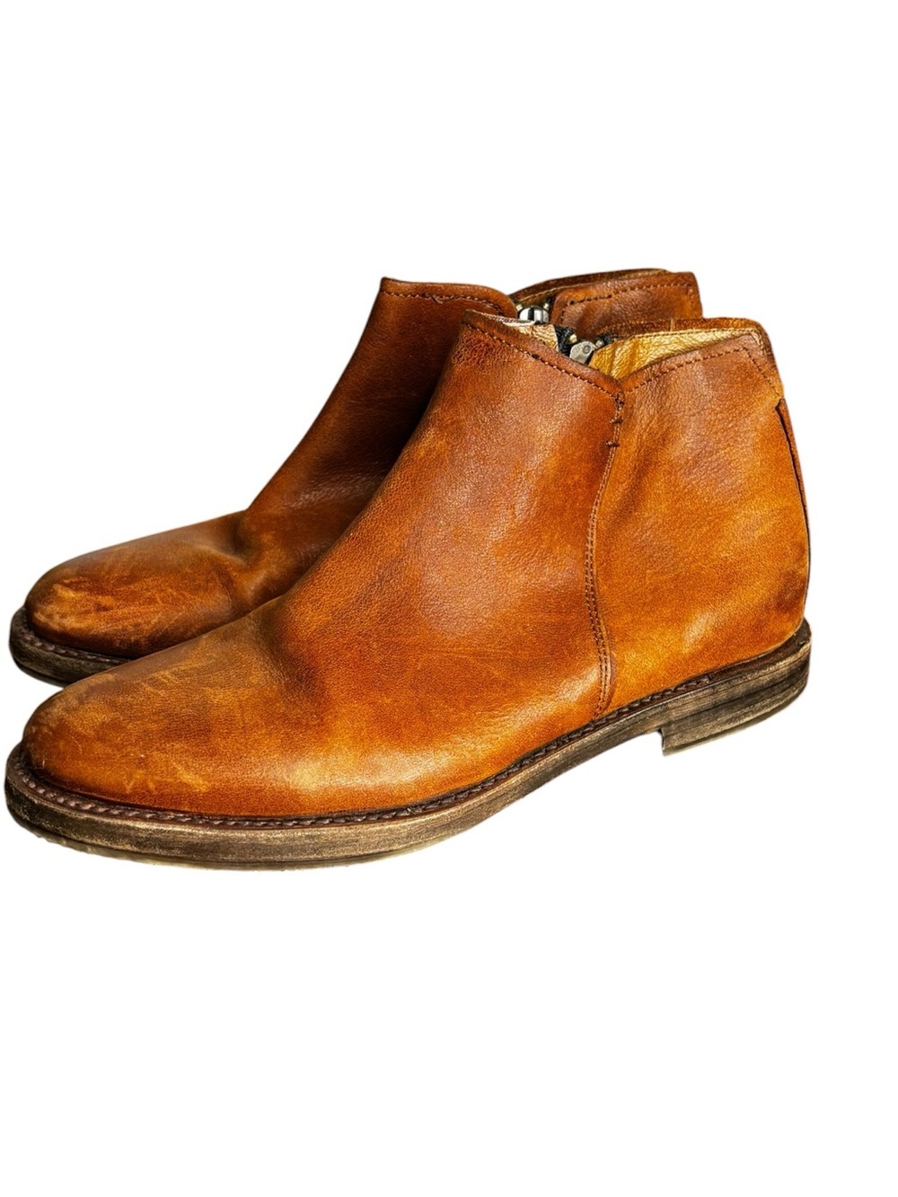 Vtg Sutro San Francisco Leather Ankle Boots Brown Side Zip Western Boho Size 7